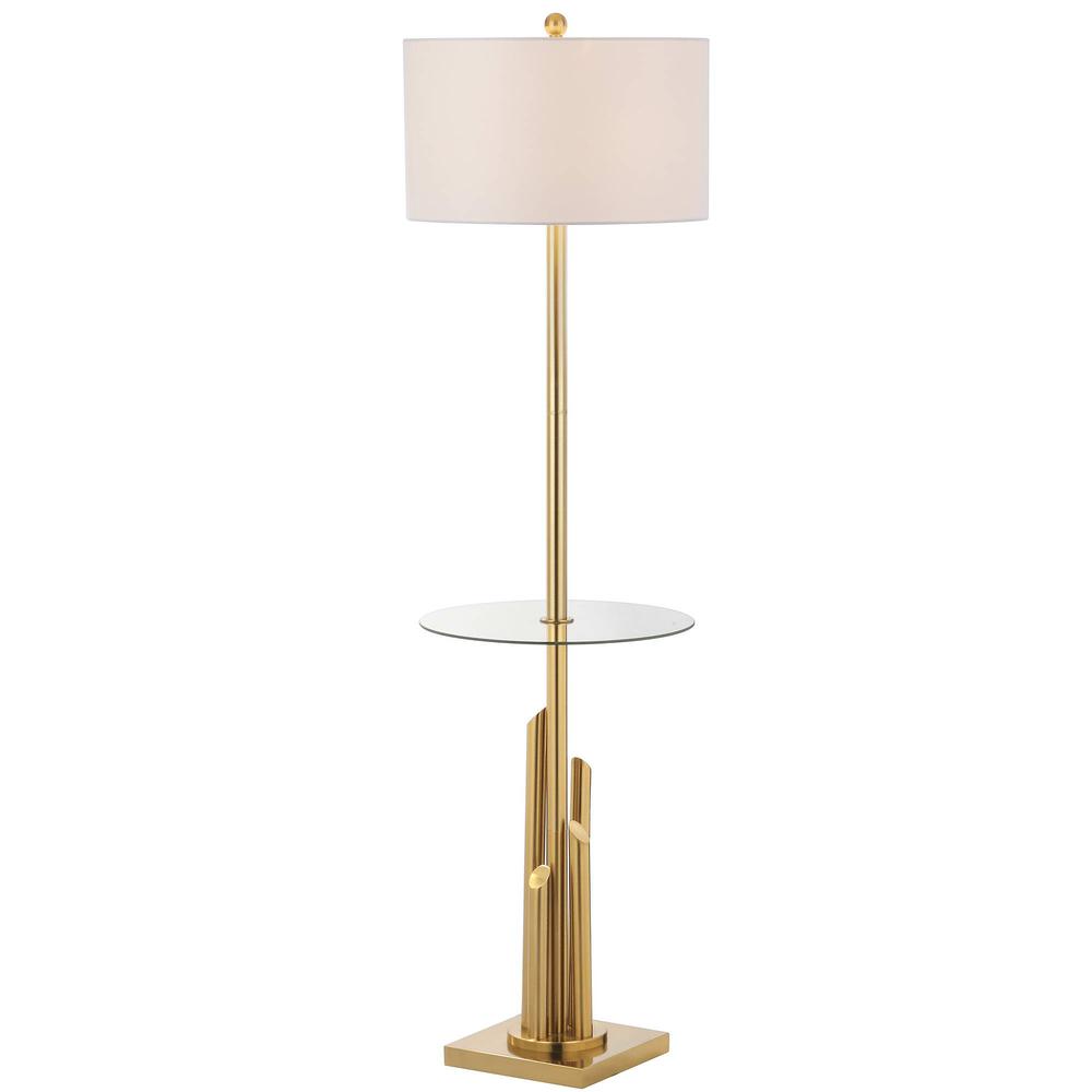 Ambrosio 61-Inch H Floor Lamp Side Table, Brass/Gold. Picture 5