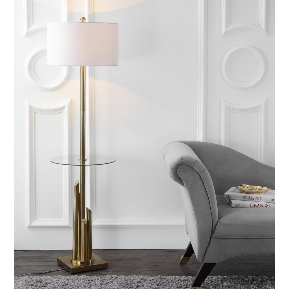Ambrosio 61-Inch H Floor Lamp Side Table, Brass/Gold. Picture 4