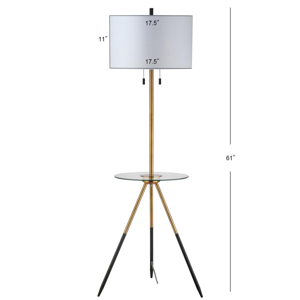 Morrison Floor Lamp Side Table, Brass Gold/Black. Picture 1