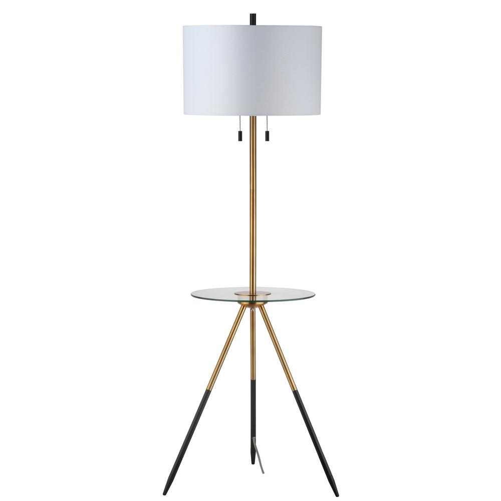 Morrison Floor Lamp Side Table, Brass Gold/Black. Picture 3