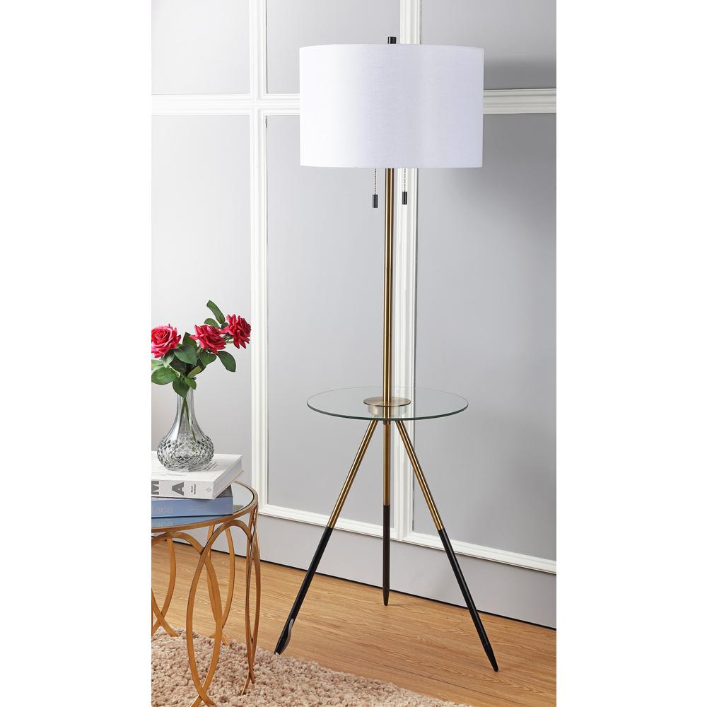 Morrison Floor Lamp Side Table, Brass Gold/Black. Picture 2