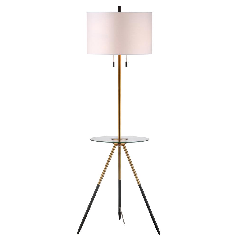 Morrison Floor Lamp Side Table, Brass Gold/Black. Picture 5