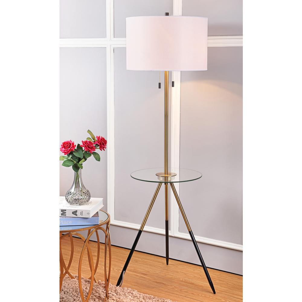 Morrison Floor Lamp Side Table, Brass Gold/Black. Picture 4
