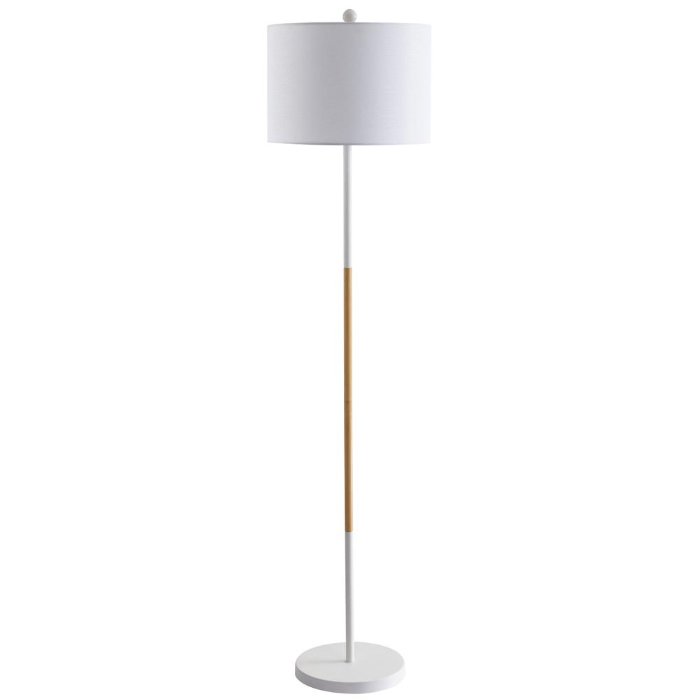 Melrose Floor Lamp, White/Wood Finish. Picture 2