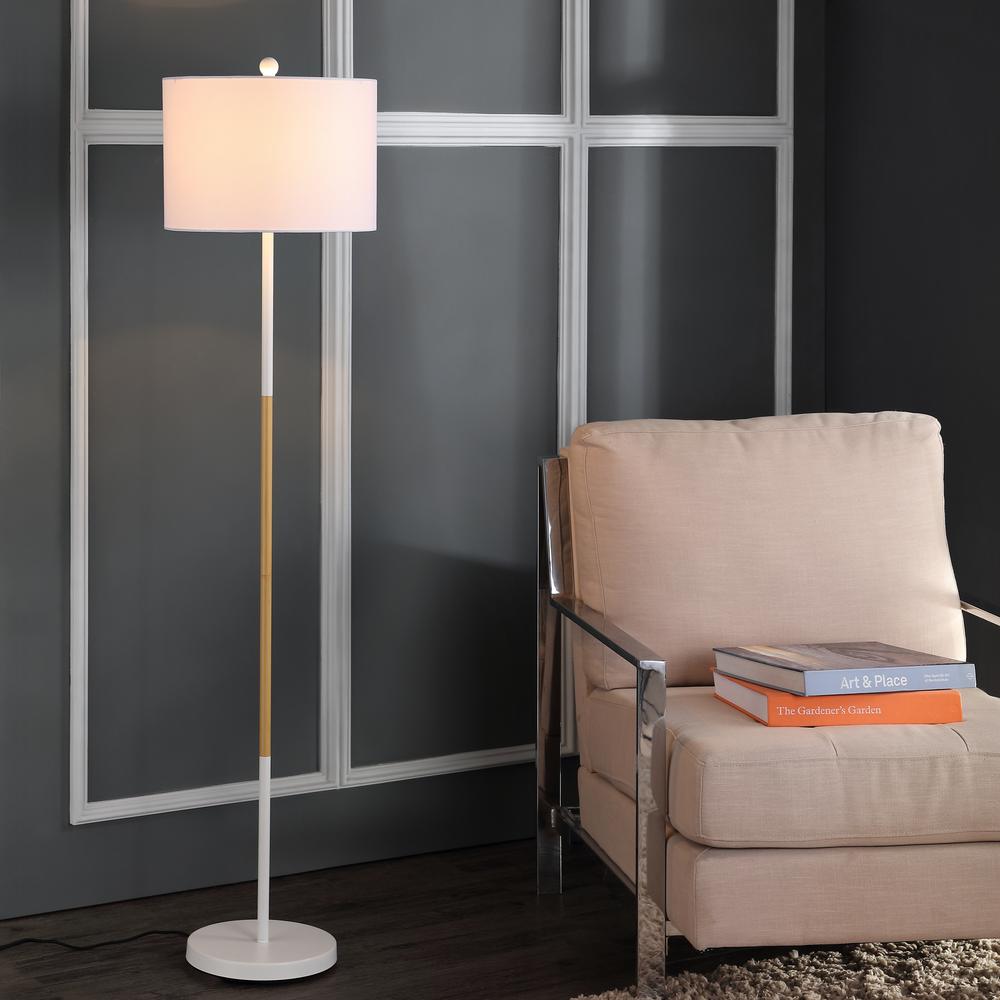 Melrose Floor Lamp, White/Wood Finish. Picture 3