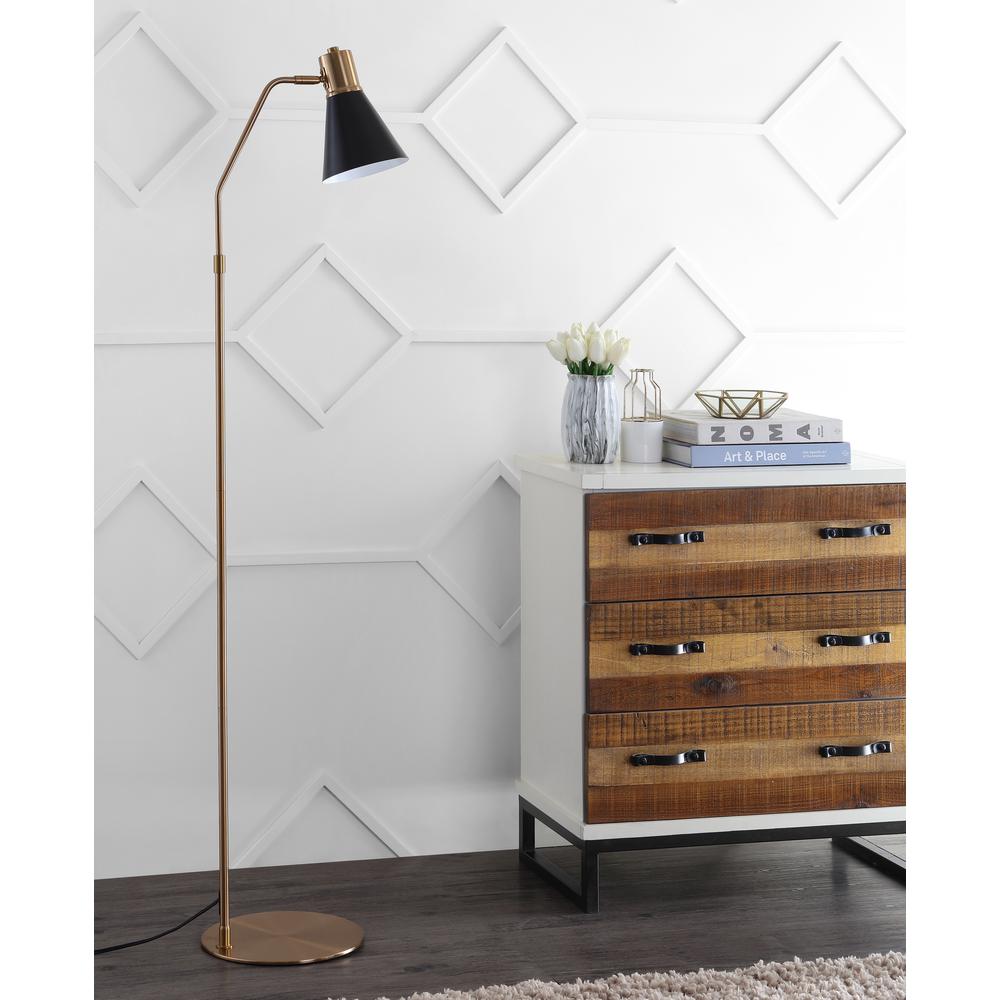 Grania Floor Lamp, Black/Brass Gold. Picture 1
