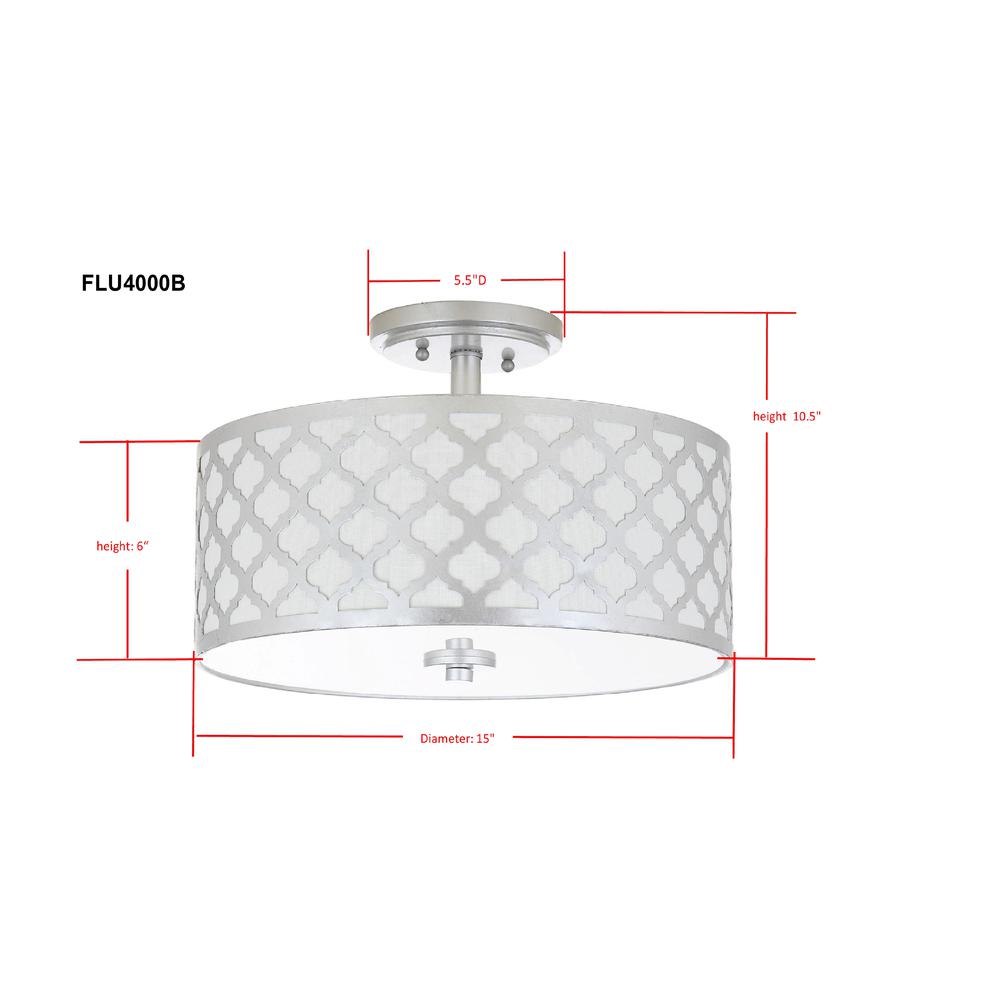 Kora Quatrefoil 3 Light 15-Inch Dia Silver Flush Mount , Silver Leaf. Picture 1