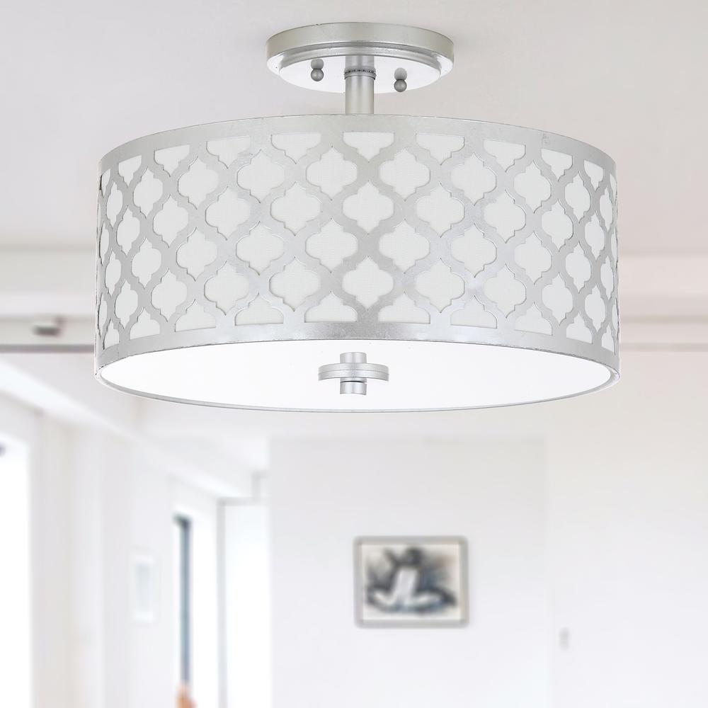 Kora Quatrefoil 3 Light 15-Inch Dia Silver Flush Mount , Silver Leaf. Picture 2