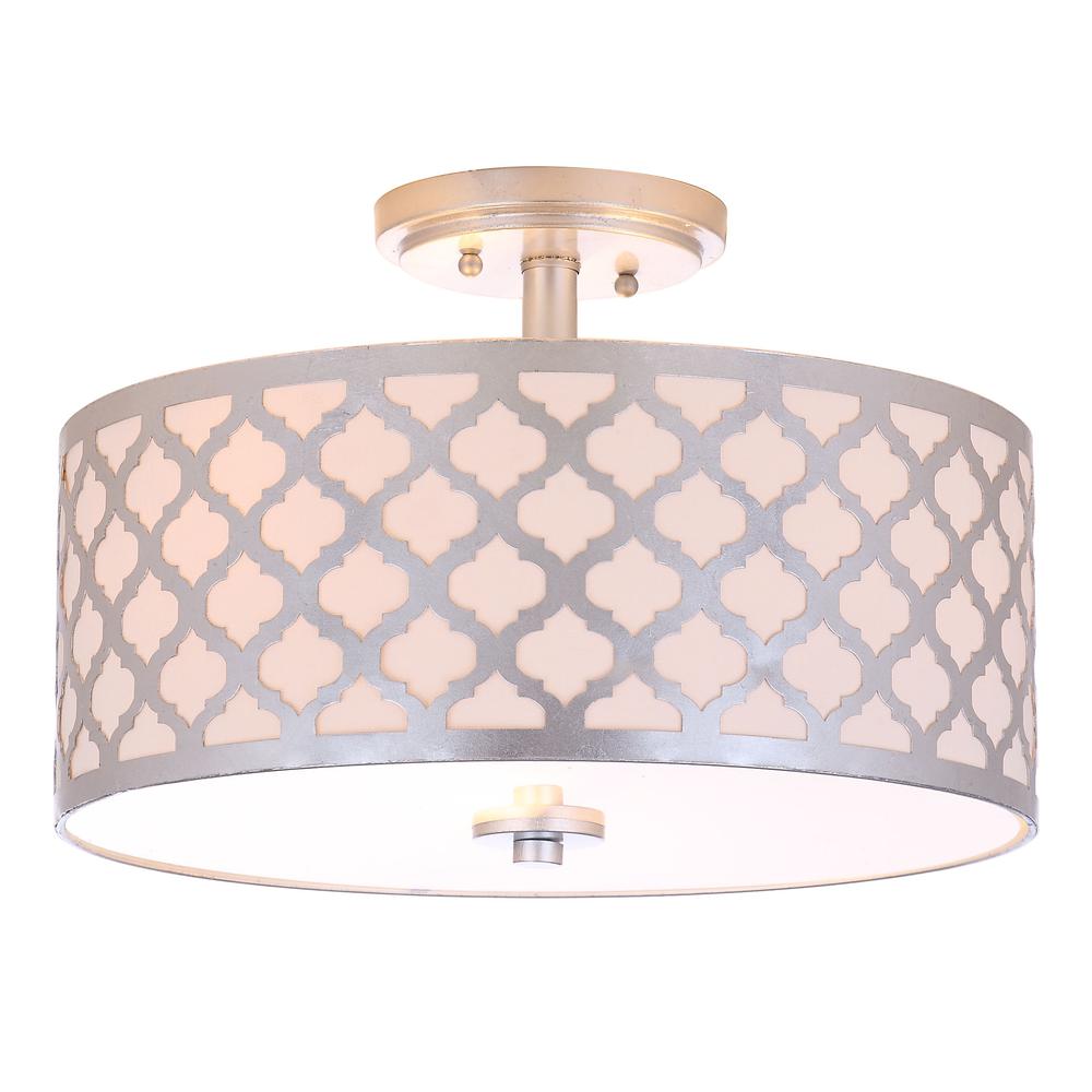 Kora Quatrefoil 3 Light 15-Inch Dia Silver Flush Mount , Silver Leaf. Picture 5