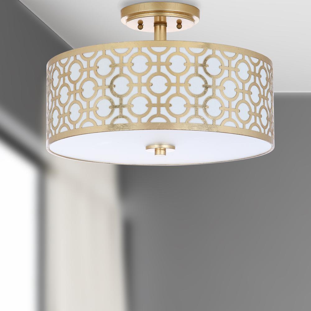 Vera Chain-Link 3 Light 15.5-Inch Dia Gold Flush Mount , Gold. Picture 2
