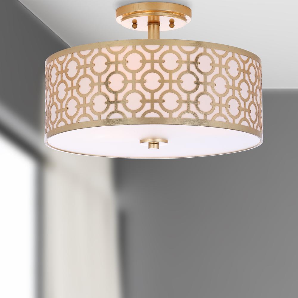Vera Chain-Link 3 Light 15.5-Inch Dia Gold Flush Mount , Gold. Picture 4