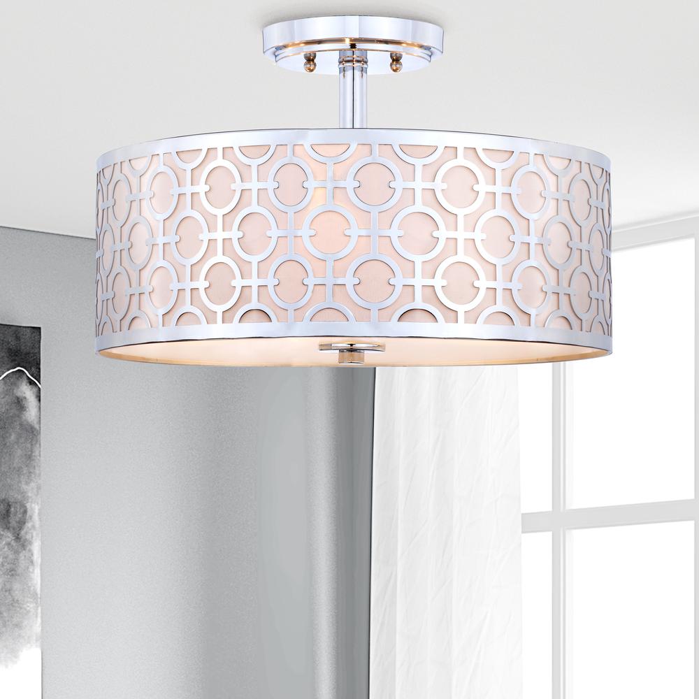 Vera Chain-Link 3 Light 15.5-Inch Dia Chrome Flush Mount , Chrome. Picture 3