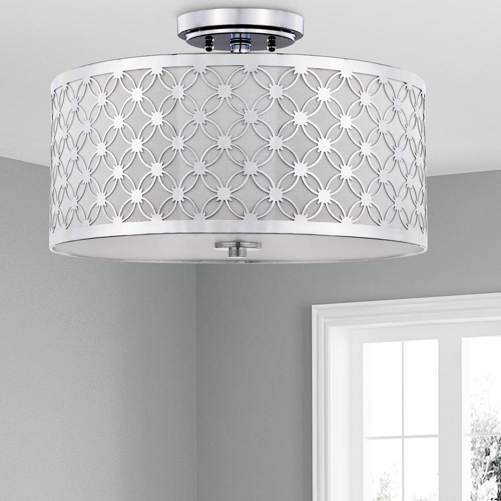 Hutch 3 Light 16-Inch Dia Chrome Flush Mount , Chrome. Picture 1