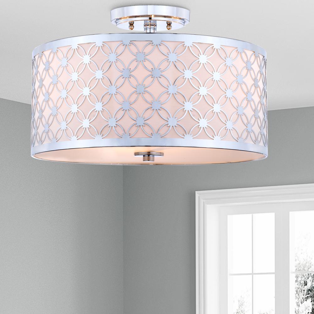 Hutch 3 Light 16-Inch Dia Chrome Flush Mount , Chrome. Picture 3