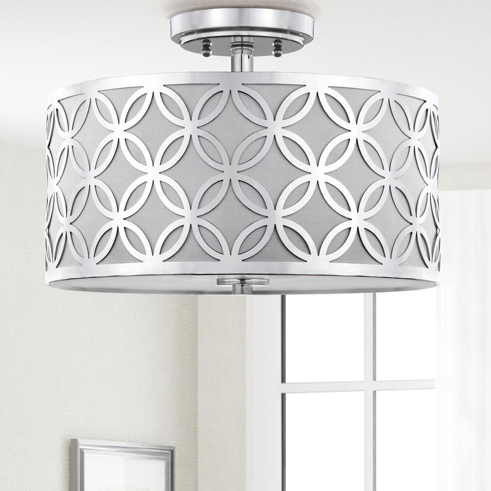Cecily Leaf Trellis 3 Light 15-Inch Dia Chrome Flush Mount , Chrome. Picture 1
