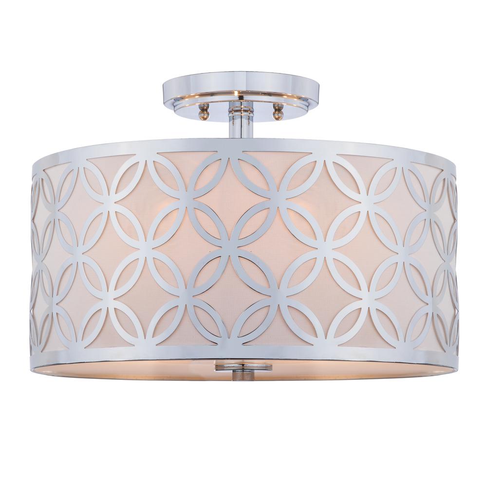 Cecily Leaf Trellis 3 Light 15-Inch Dia Chrome Flush Mount , Chrome. Picture 4