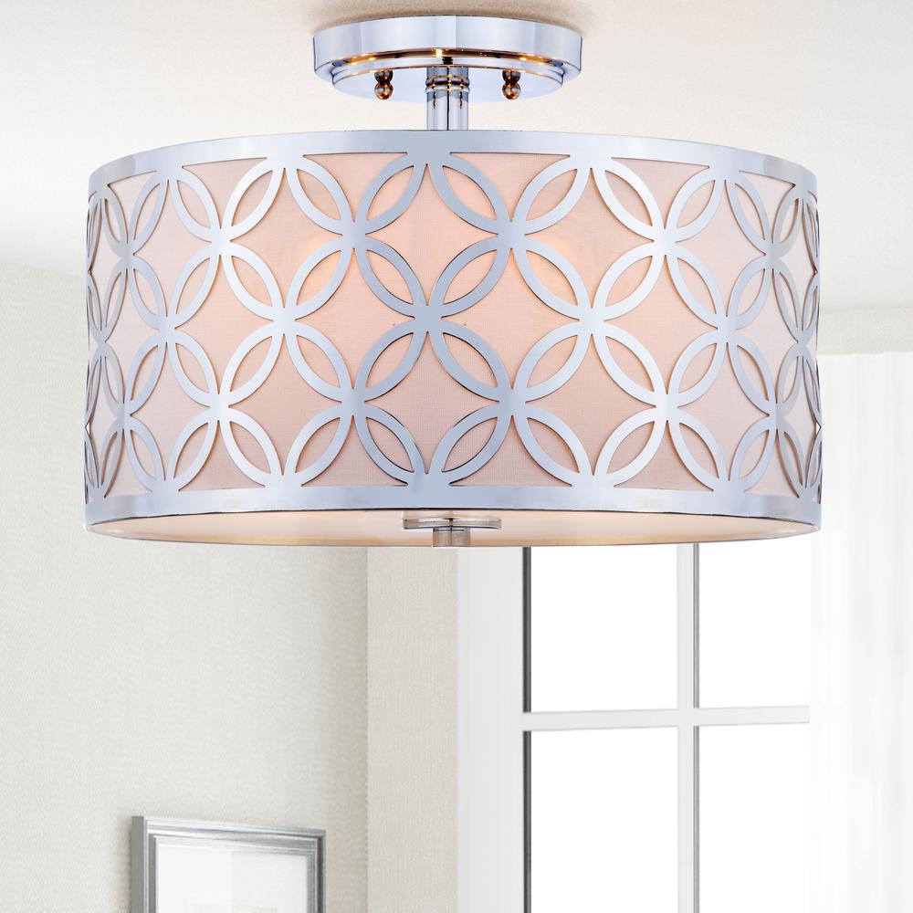 Cecily Leaf Trellis 3 Light 15-Inch Dia Chrome Flush Mount , Chrome. Picture 3