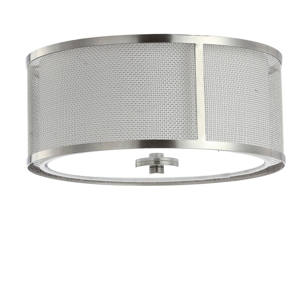 Eldon Flush Mount, Nickel/White. Picture 1