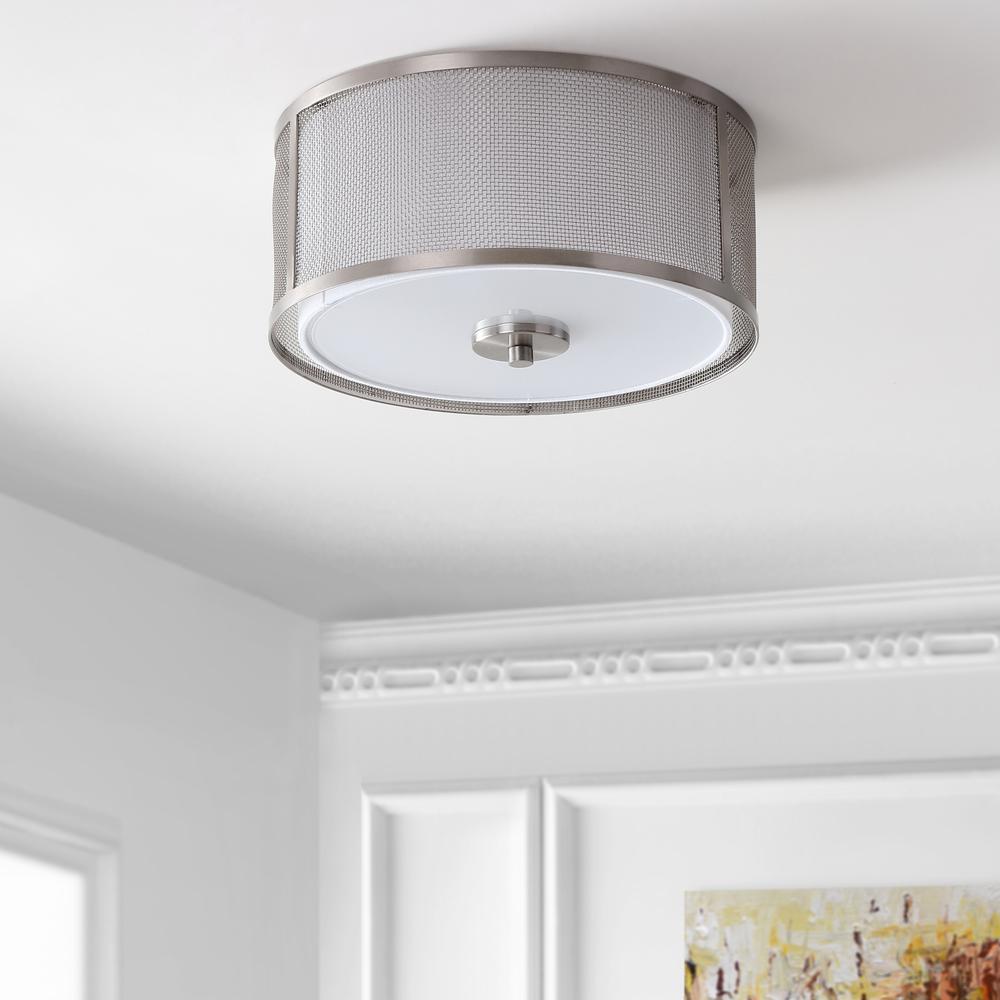 Eldon Flush Mount, Nickel/White. Picture 2