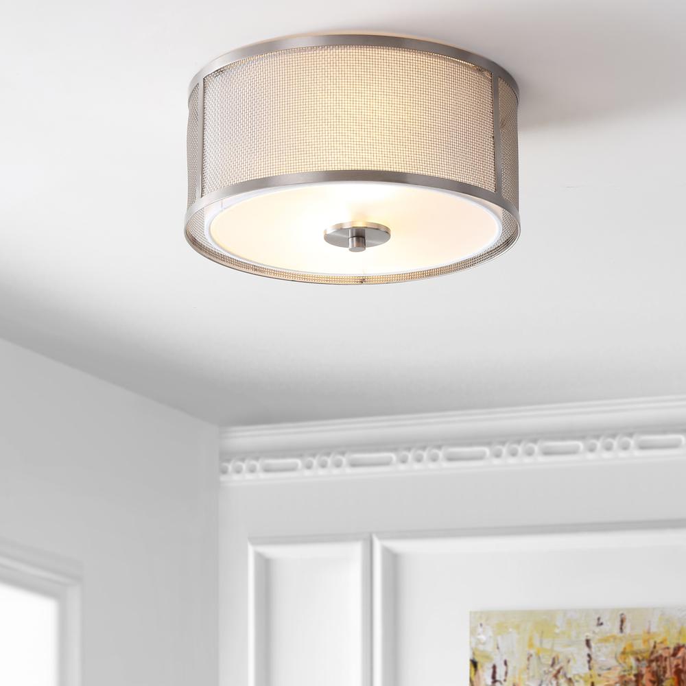 Eldon Flush Mount, Nickel/White. Picture 3