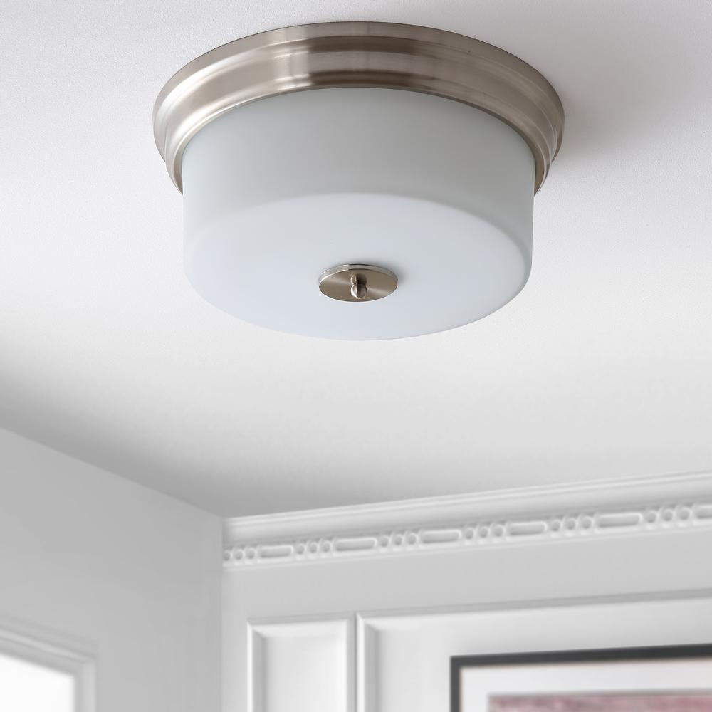 Dalen Flush Mount, Brush Nickel/White. Picture 1
