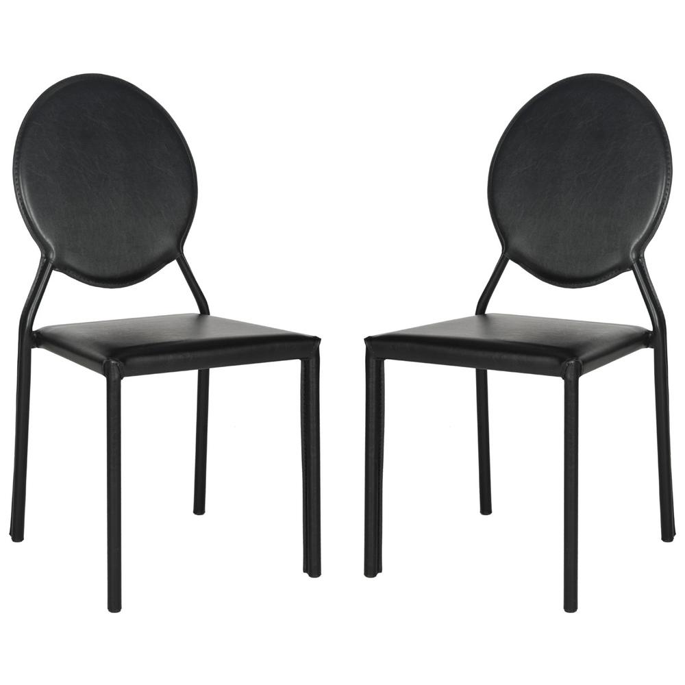 WARNER 37''H ROUND BACK LEATHER SIDE CHAIR, FOX2018B-SET2. Picture 1