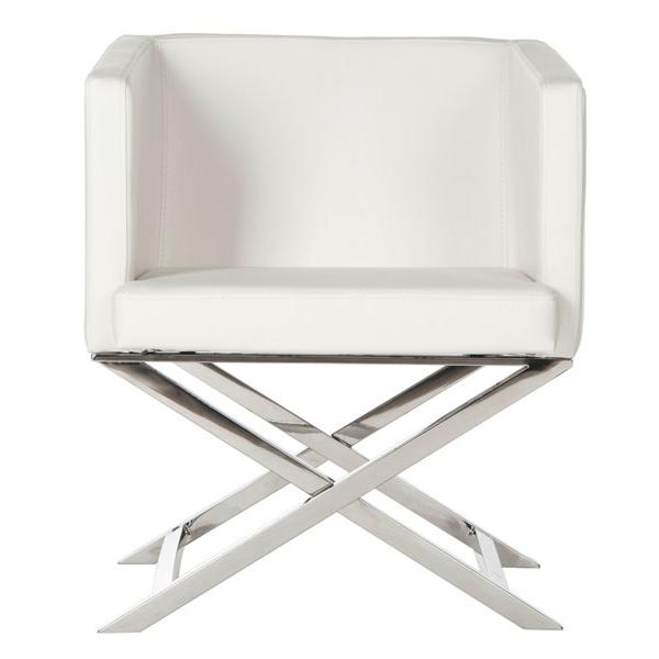CELINE BONDED LEATHER CHROME  CROSS LEG CHAIR, FOX2033C. Picture 1