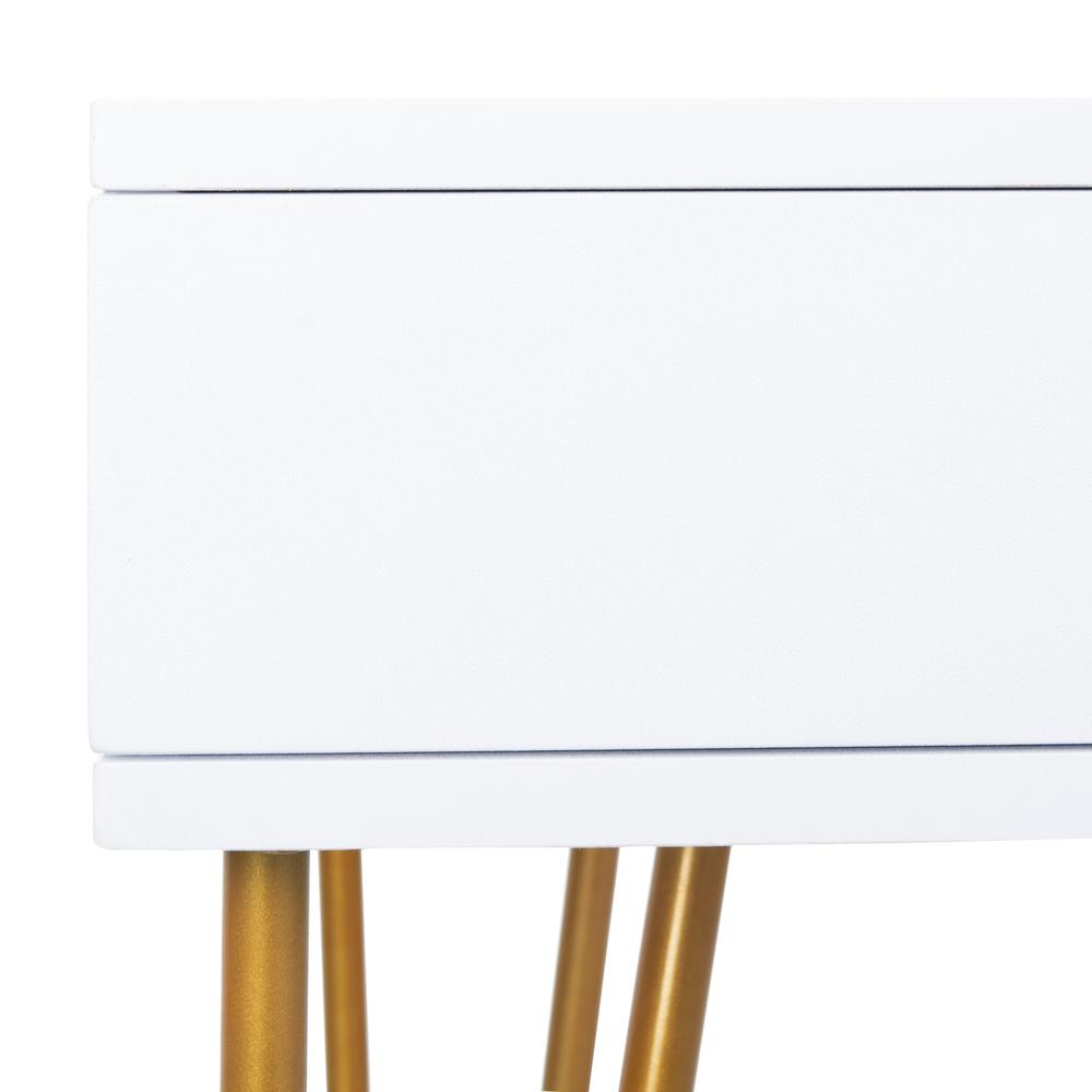 Pine Two Drawer Desk, White/Gold. Picture 5