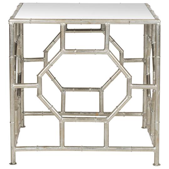 RORY SILVER MIRROR TOP ACCENT TABLE. Picture 1