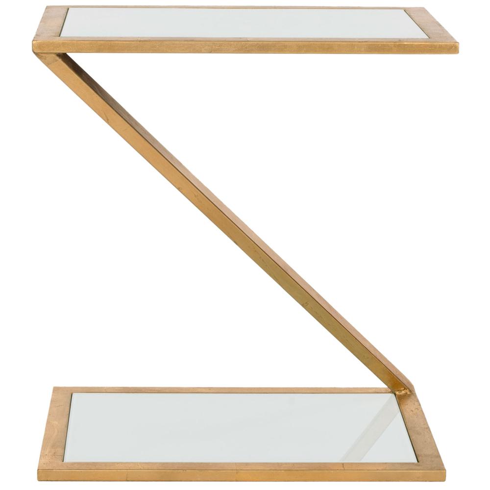 ANDREA GLASS TOP GOLD ACCENT TABLE. Picture 1