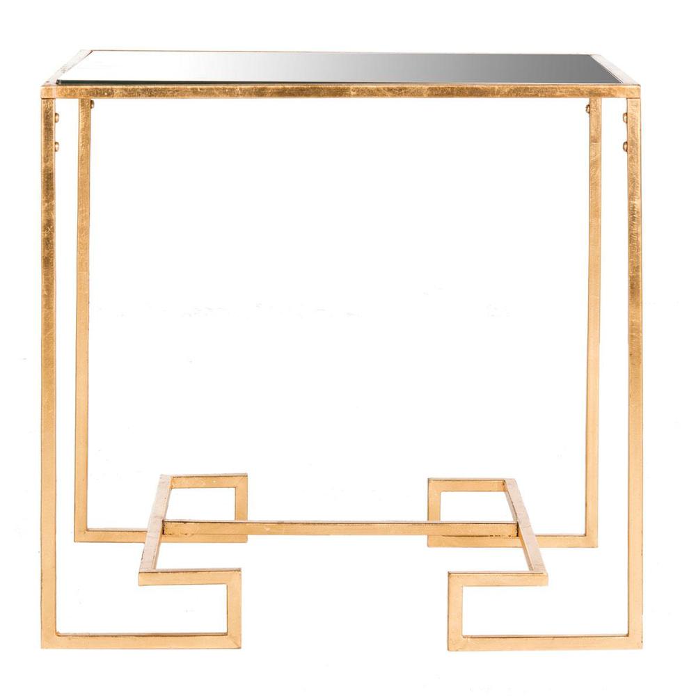 SEAMUS GOLD LEAF GREEK KEY ACCENT TABLE. Picture 1