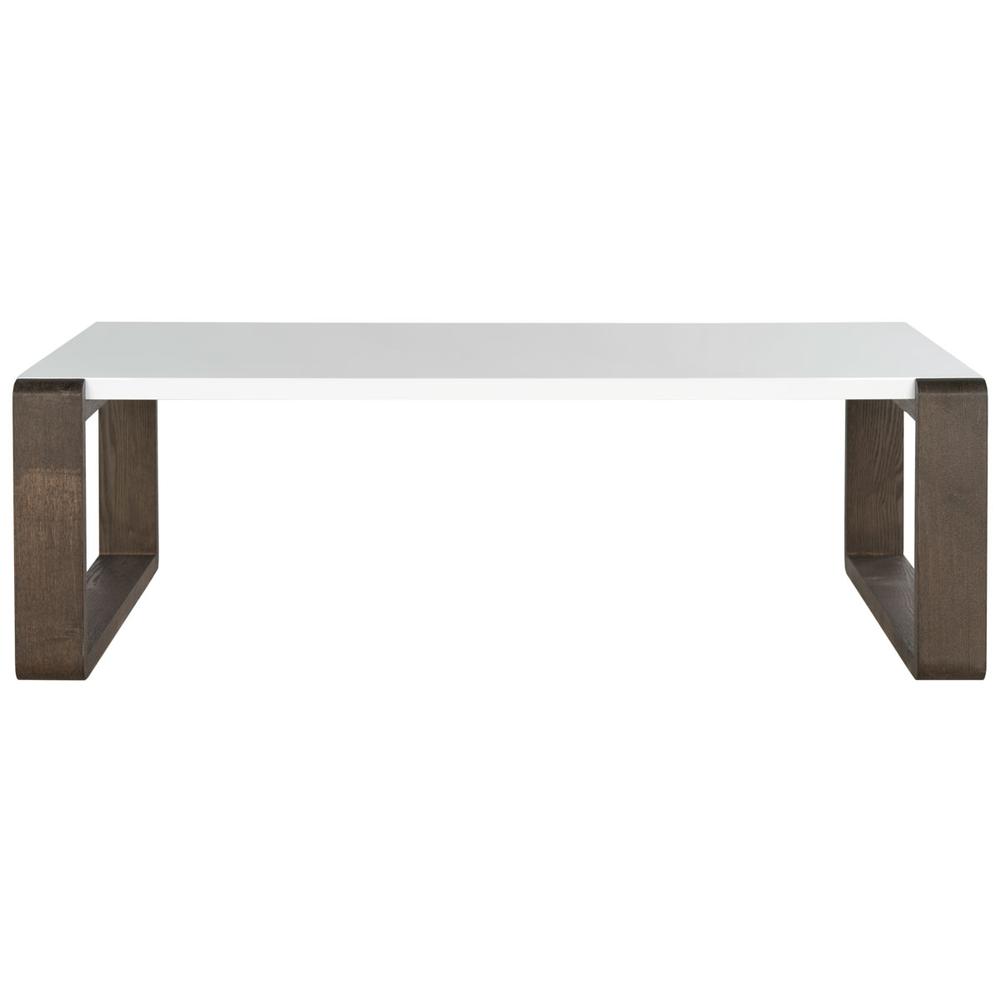 Home Collection Bartholomew Mid-Century Modern White and Dark Brown Coffee Table. Picture 1