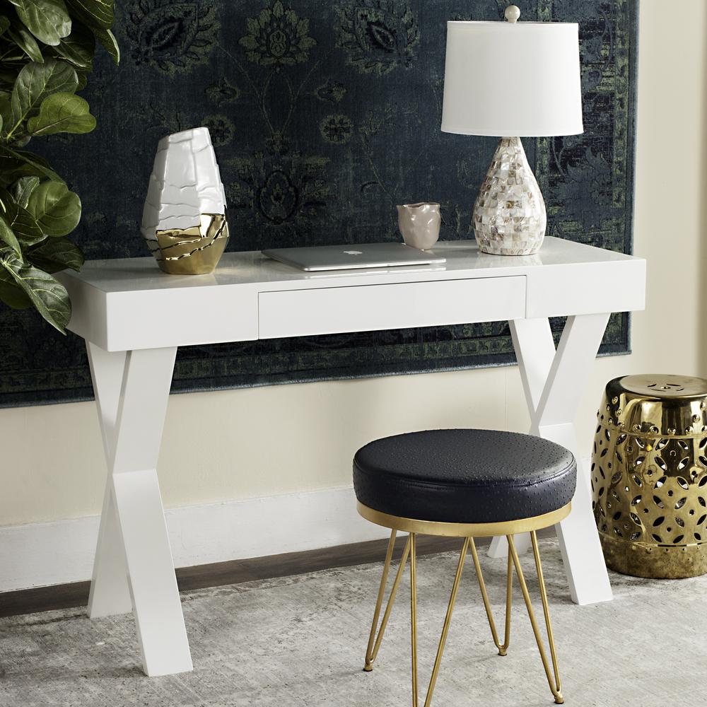 ALESSIA MID CENTURY LACQUER ONE DRAWER VANITY DESK. Picture 8