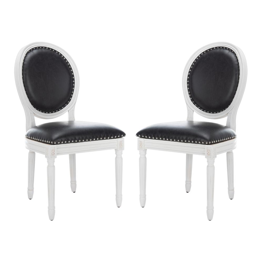 HOLLOWAY 19''H FRENCH BRASSERIE LEATHER OVAL SIDE CHAIR - SILVER NAIL HEADS. Picture 1