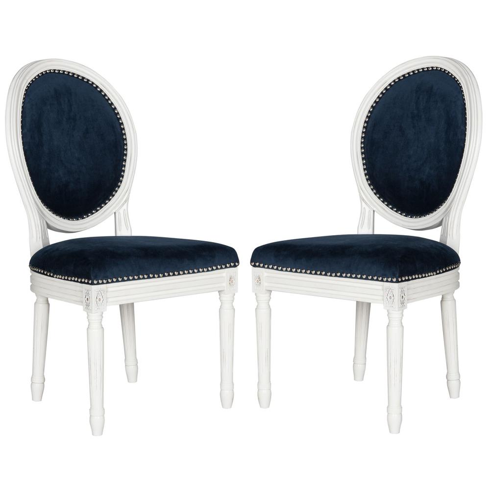 HOLLOWAY 19''H FRENCH BRASSERIE VELVET OVAL SIDE CHAIR - SILVER NAIL HEADS. Picture 1