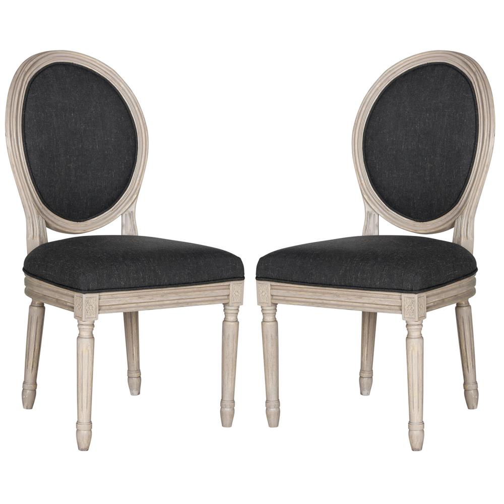 HOLLOWAY 19''H FRENCH BRASSERIE LINEN OVAL SIDE CHAIR, FOX6228K-SET2. Picture 1