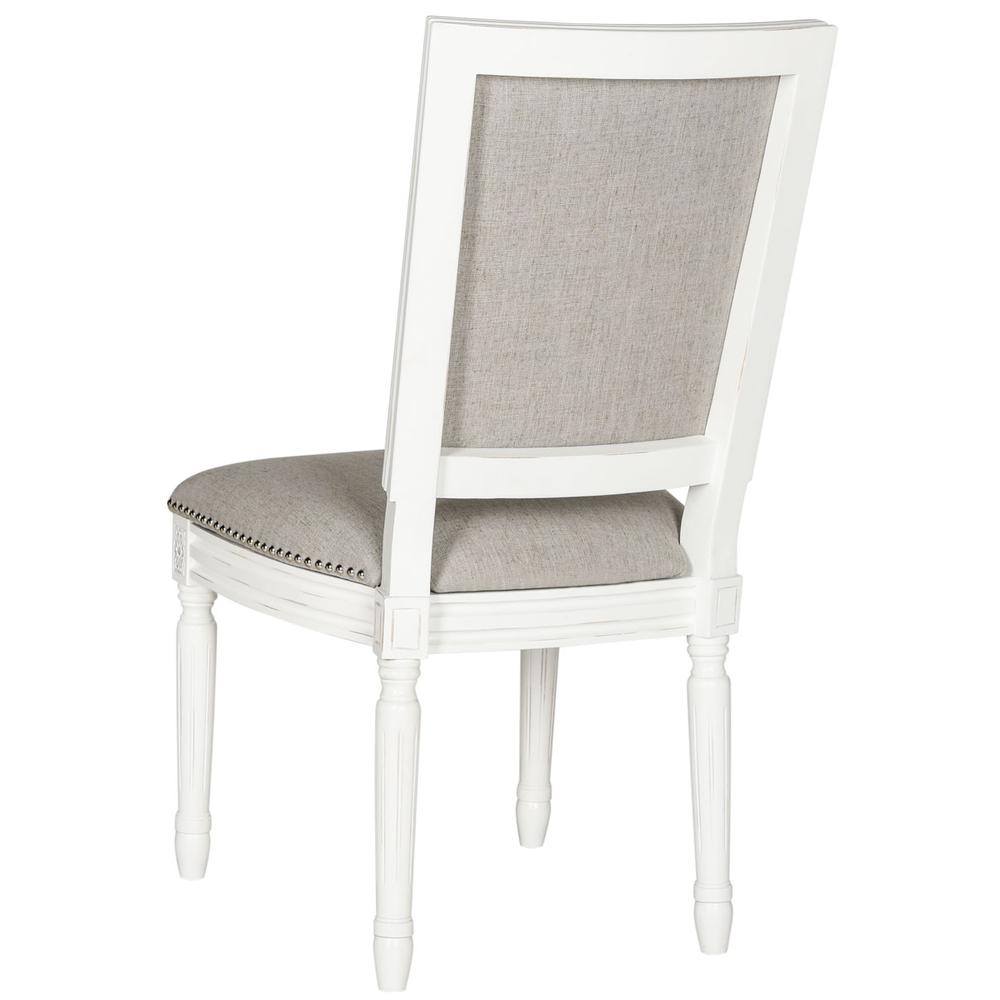 BUCHANAN 19''H FRENCH BRASSERIE LINEN RECT SIDE CHAIR - SILVER NAIL HEADS. Picture 1