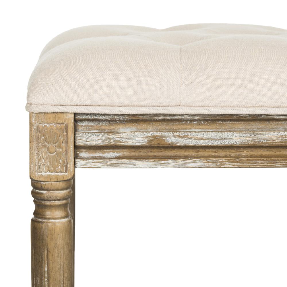 ROCHA 19''H FRENCH BRASSERIE TUFTED TRADITIONAL RUSTIC WOOD BENCH, FOX6231A. Picture 3