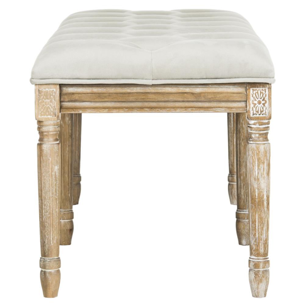 ROCHA 19''H FRENCH BRASSERIE TUFTED TRADITIONAL RUSTIC WOOD BENCH, FOX6231B. Picture 8