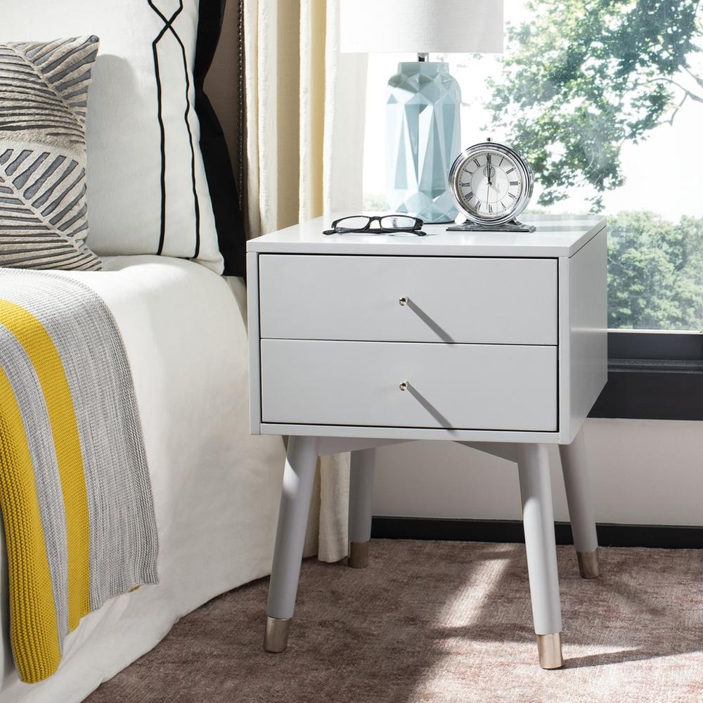 LYLA MID CENTURY RETRO SILVER CAP NIGHTSTAND, FOX6234C. Picture 1