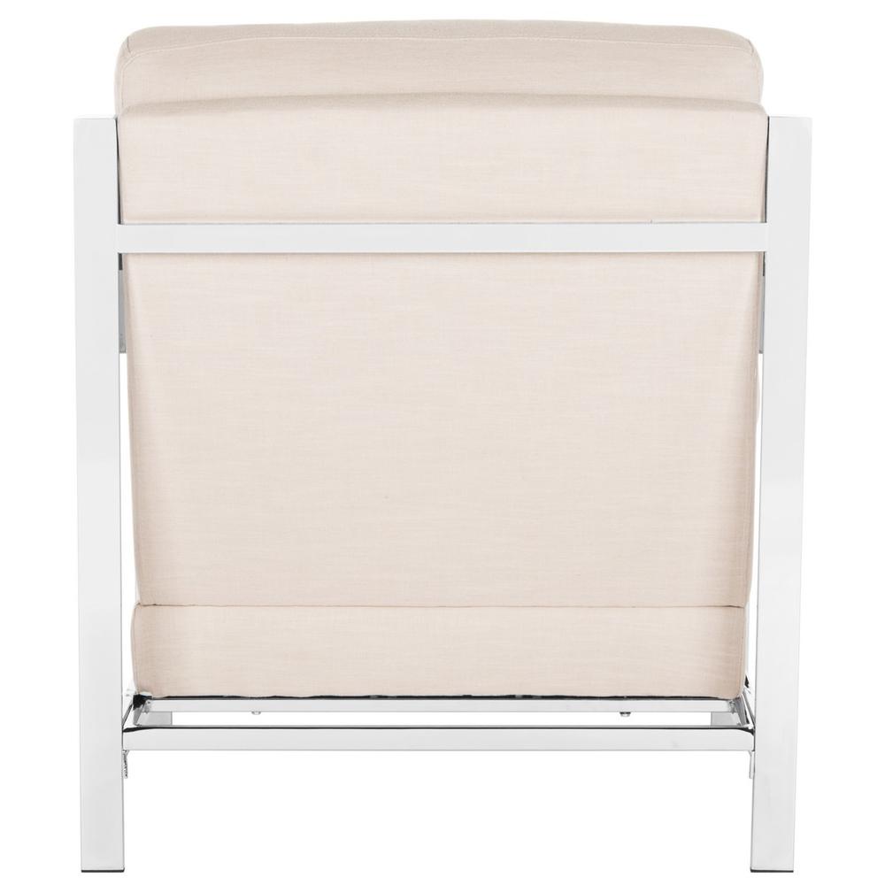 WALDEN MODERN TUFTED LINEN CHROME ACCENT CHAIR. Picture 1