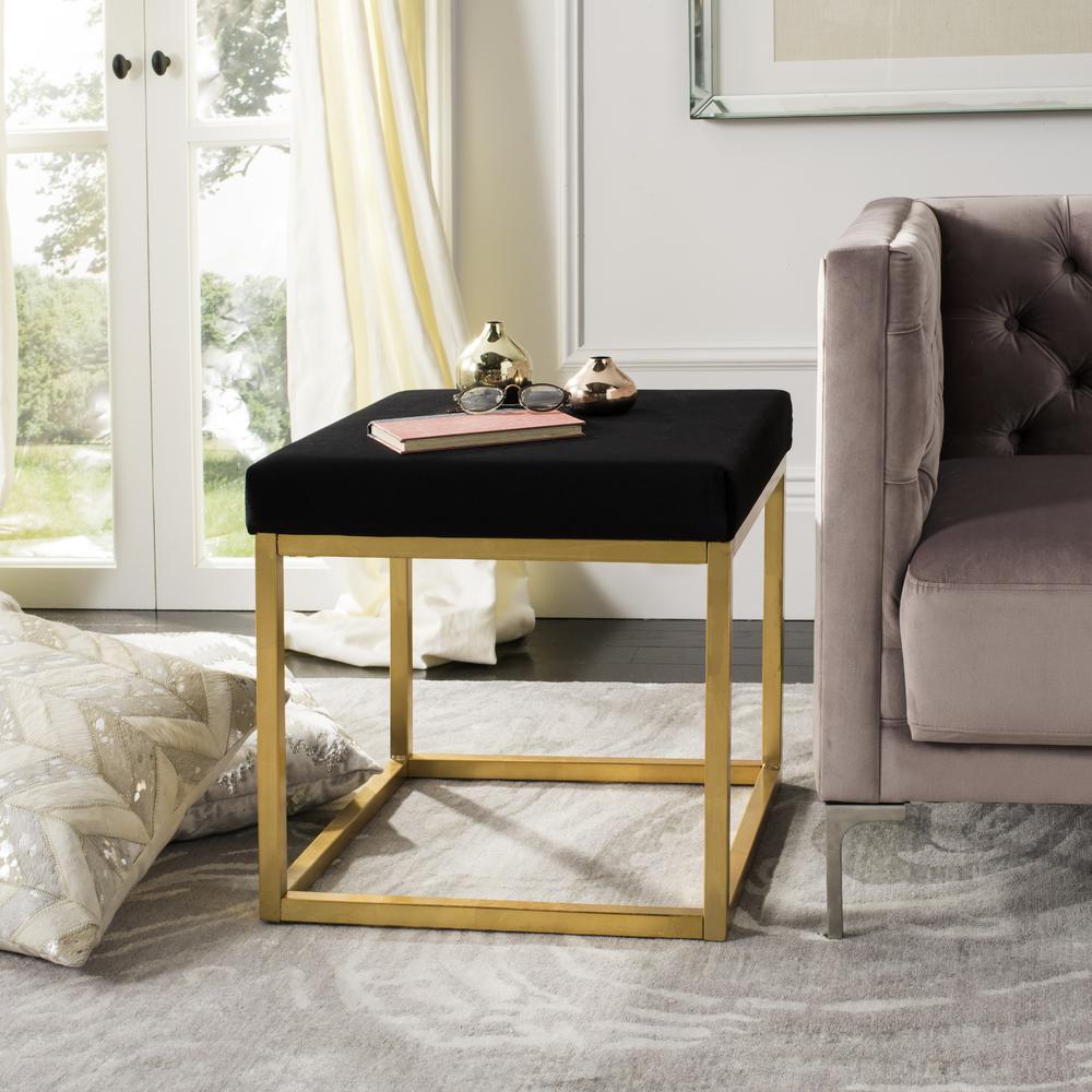 ROWAN CONTEMPORARY GLAM VELVET SQUARE OTTOMAN, FOX6288A. Picture 5