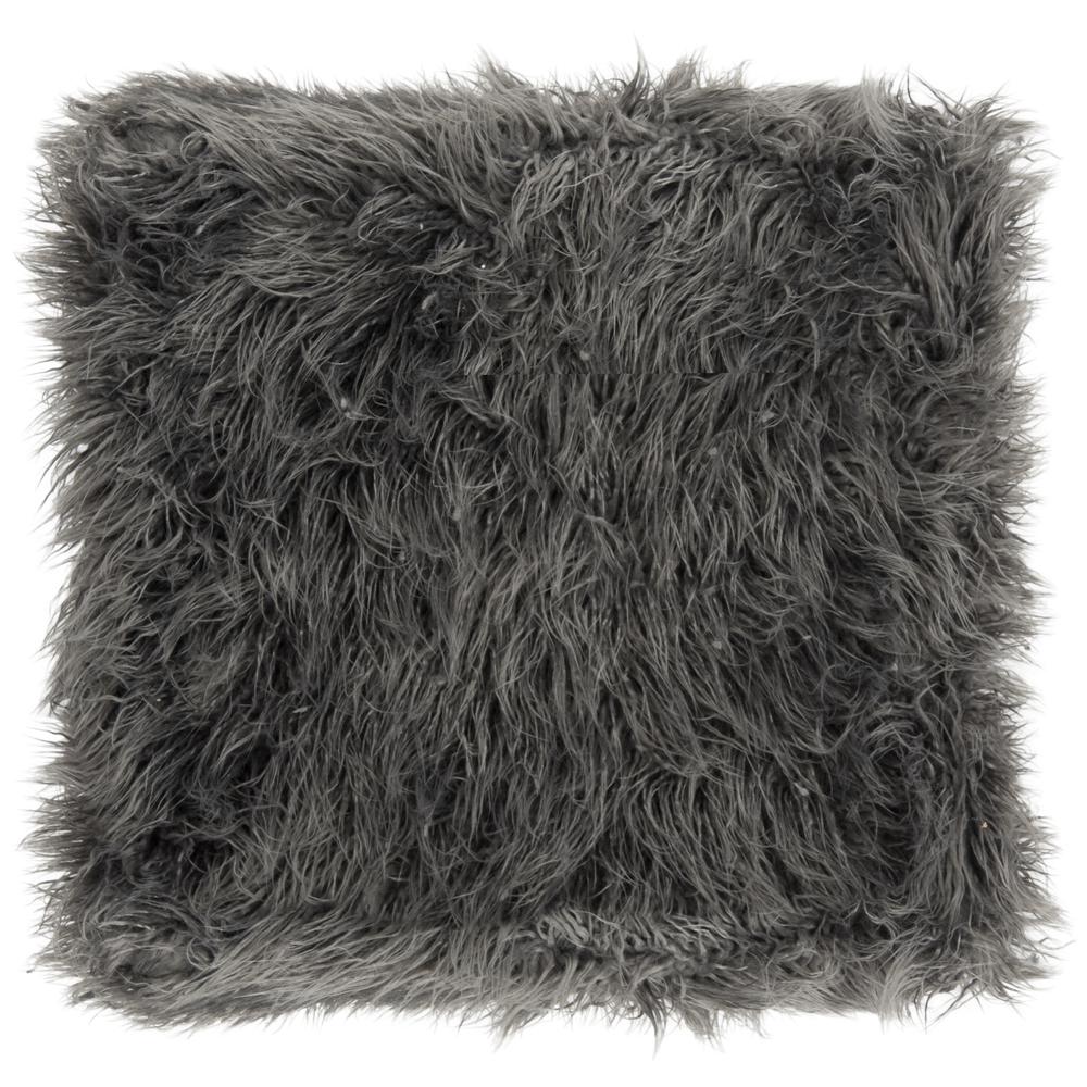 ROWAN CONTEMPORARY GLAM FAUX SHEEPKIN SQUARE OTTOMAN, FOX6288B. Picture 7