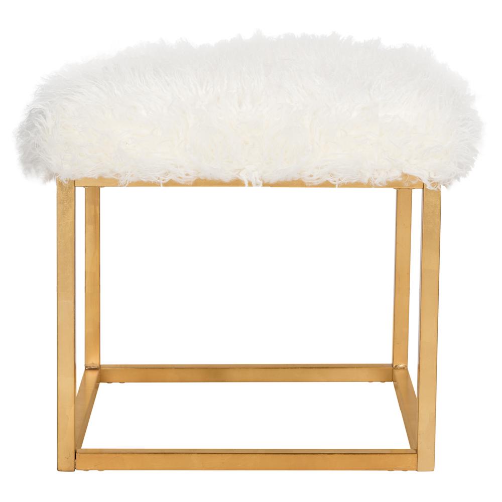 ROWAN CONTEMPORARY GLAM FAUX SHEEPKIN SQUARE OTTOMAN, FOX6288C. Picture 4
