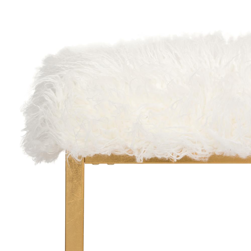 ROWAN CONTEMPORARY GLAM FAUX SHEEPKIN SQUARE OTTOMAN, FOX6288C. Picture 1