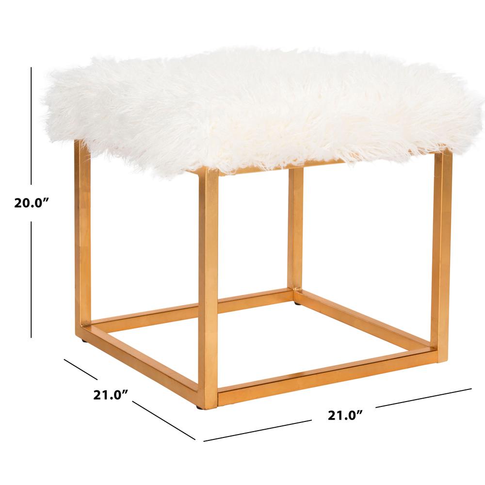 ROWAN CONTEMPORARY GLAM FAUX SHEEPKIN SQUARE OTTOMAN, FOX6288C. Picture 2
