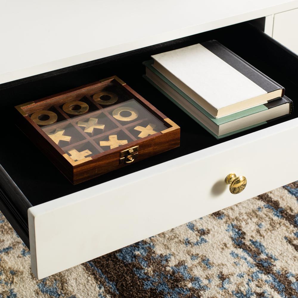 Levinson Gold Cap Coffee Table, White. Picture 4