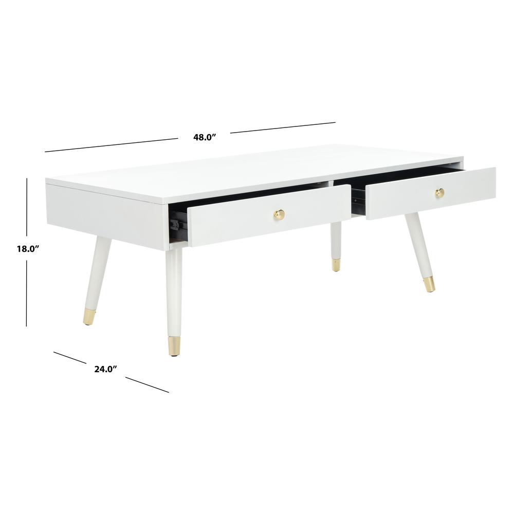 Levinson Gold Cap Coffee Table, White. Picture 7