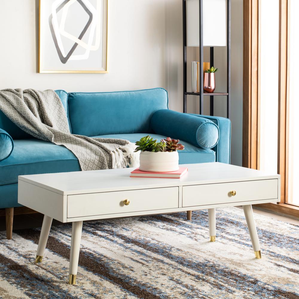 Levinson Gold Cap Coffee Table, White. Picture 9