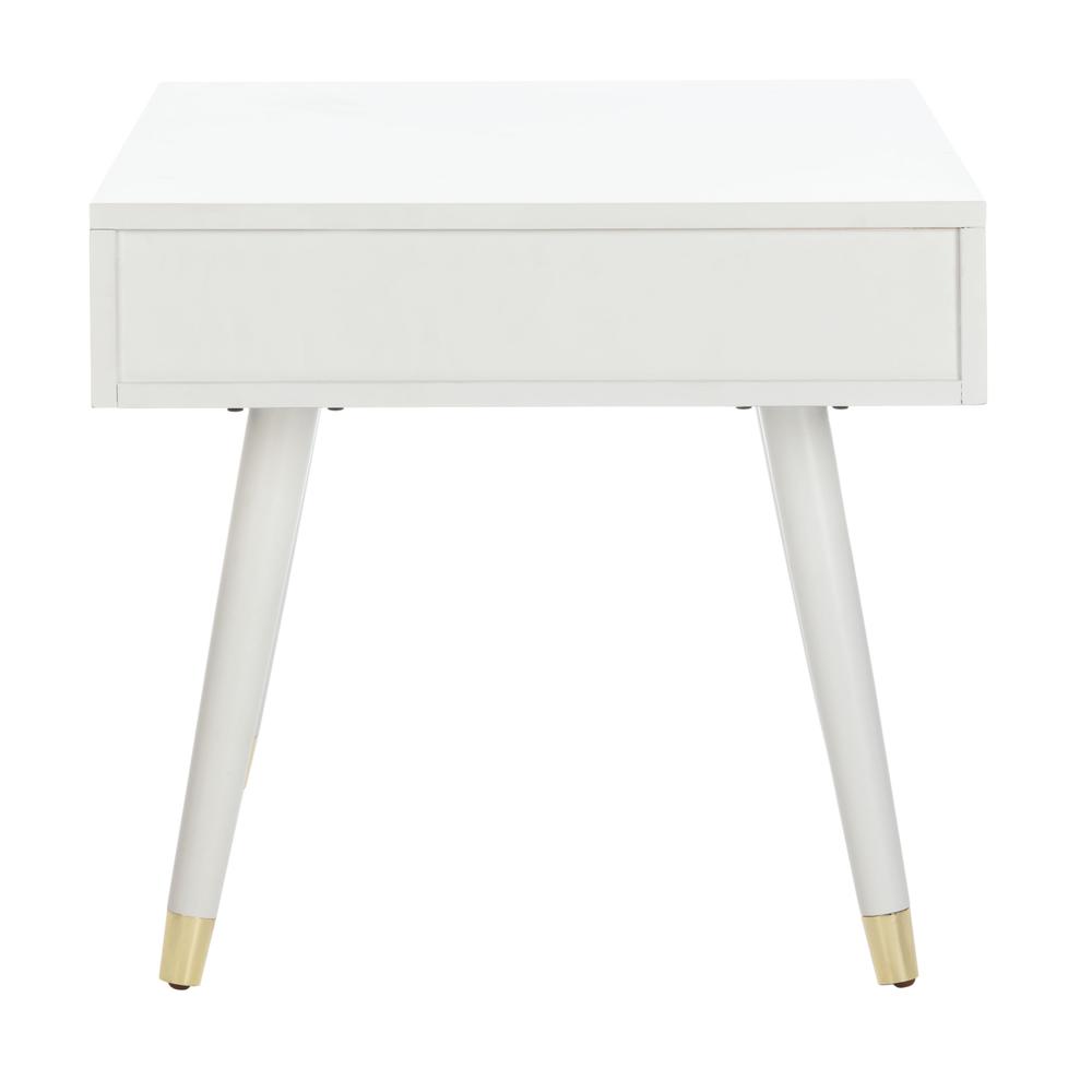Levinson Gold Cap End Table, White. Picture 3